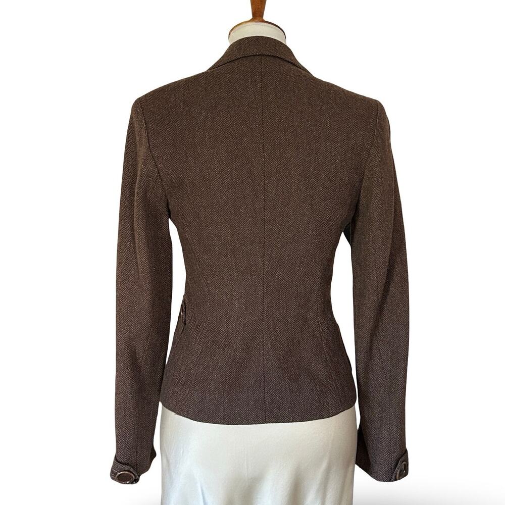 Vintage 90s Max Studio Special Edition Brown Herringbone Wool Blazer Small - Picture 4 of 12